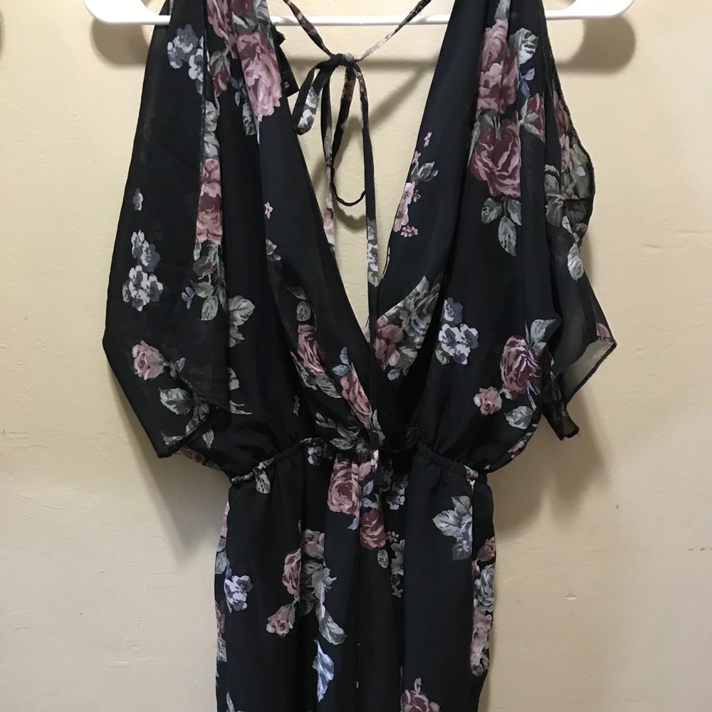 Black Floral Romper